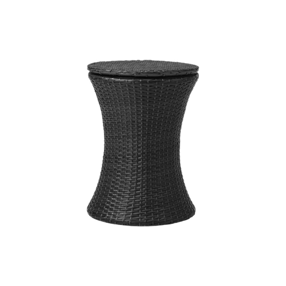 3PCS Outdoor Lounge Setting Ice Bucket Black/Brown Adjustable Table