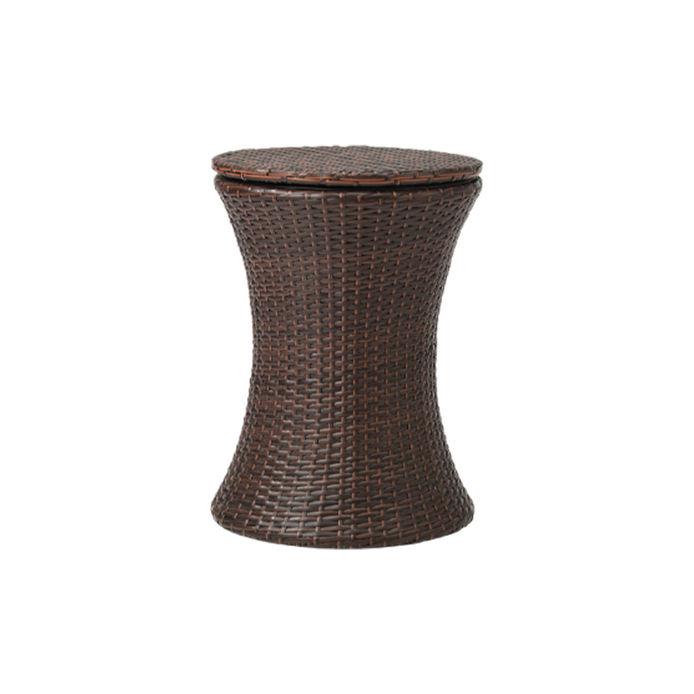 3PCS Outdoor Lounge Setting Ice Bucket Black/Brown Adjustable Table