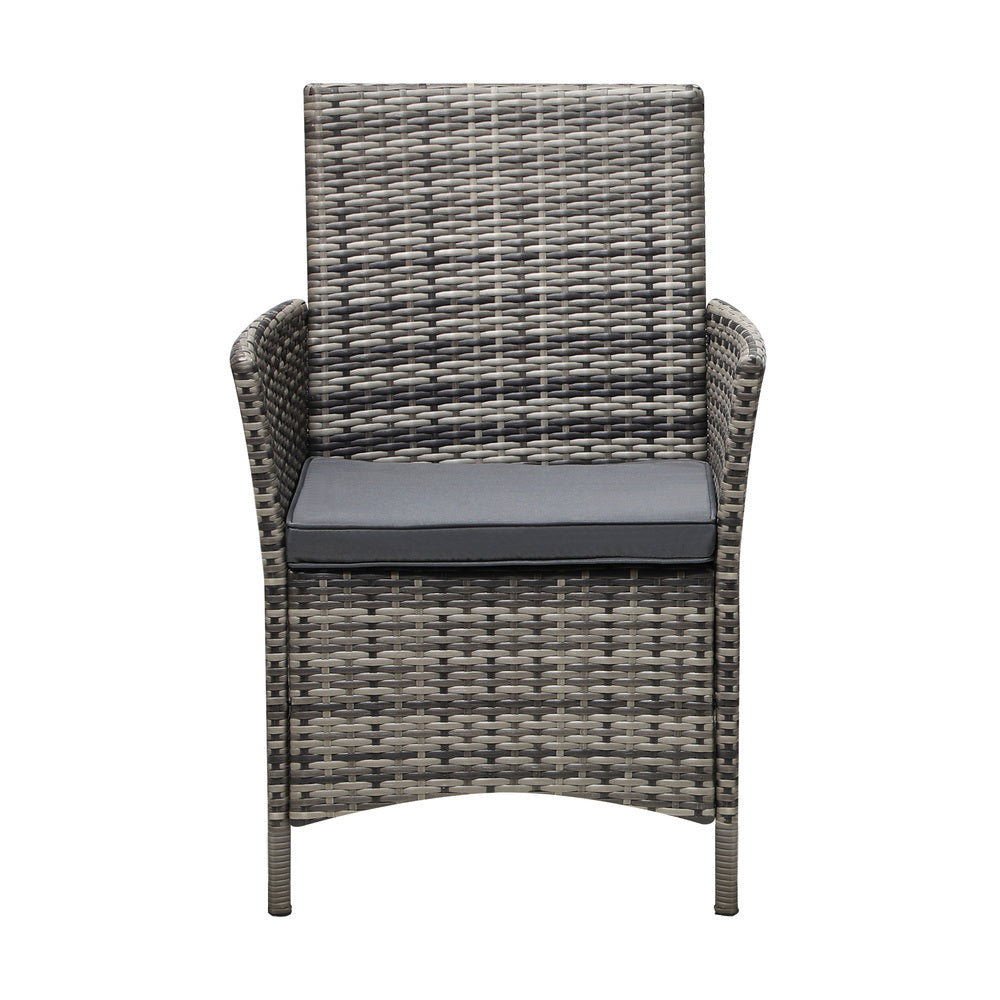 2X Outdoor Dining Chairs Rattan Outdoor Patio Chairs Furniture Grey