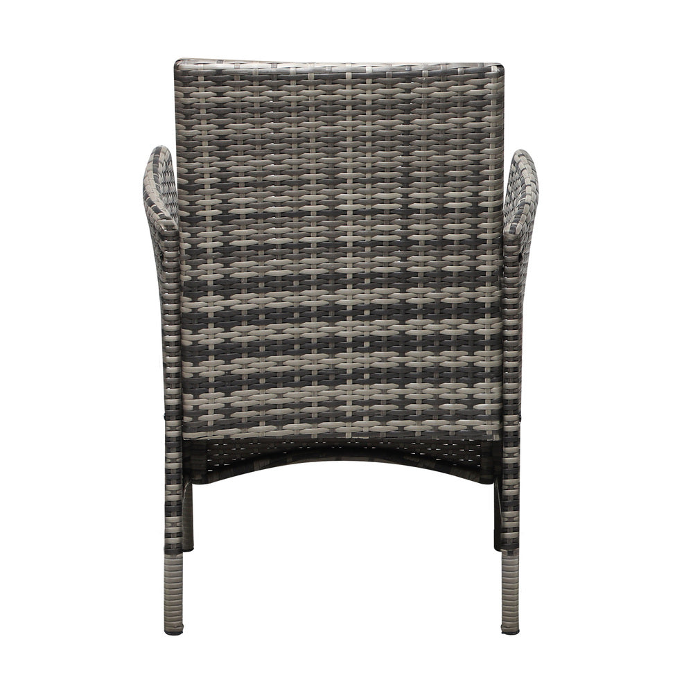2X Outdoor Dining Chairs Rattan Outdoor Patio Chairs Furniture Grey