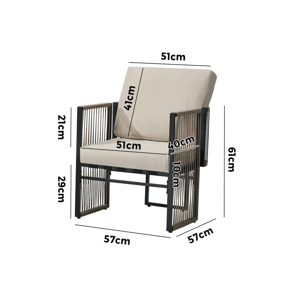 Outdoor Patio Chair Set Black 57x57x61cm