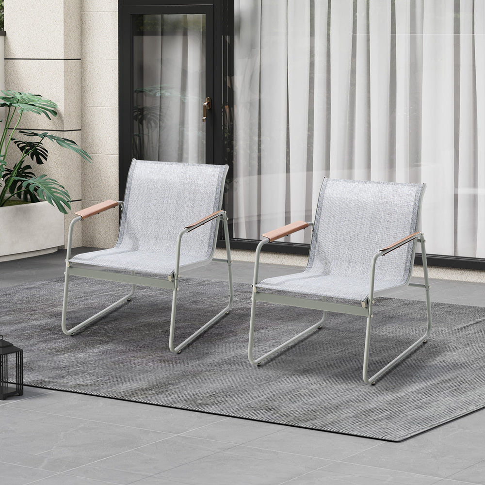 2PCS Outdoor Patio Armchair Textilene Weather-Resistant Garden Balcony Furniture