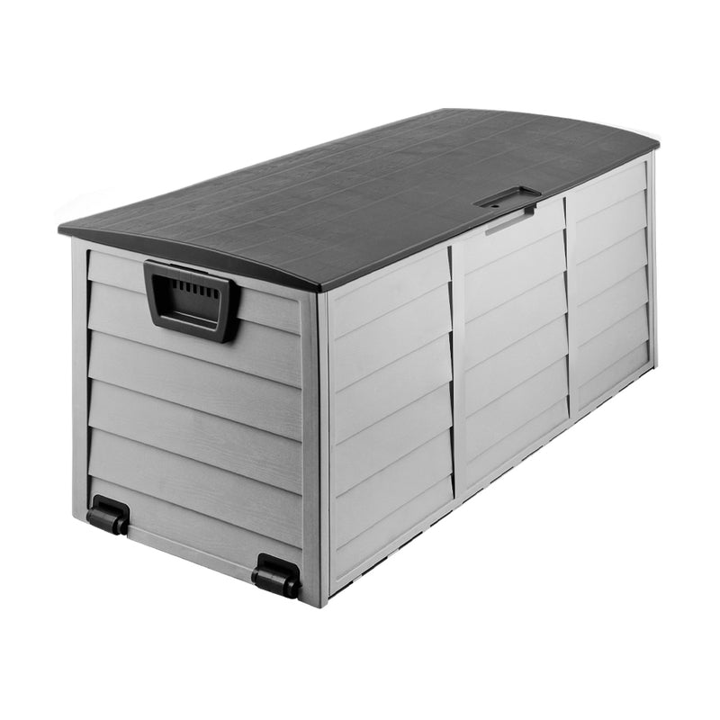 Outdoor Storage Box 290L Lockable Organiser Garden Deck Shed Tool Black - Outdoor Storage Boxes