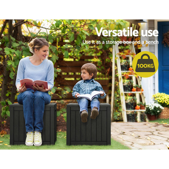 Outdoor Storage Box 118L Container Lockable Garden Toy Tool Shed Black - Indoor