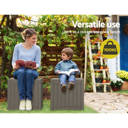 Outdoor Storage Box 118L Container Lockable Garden Toy Tool Shed Grey - Indoor