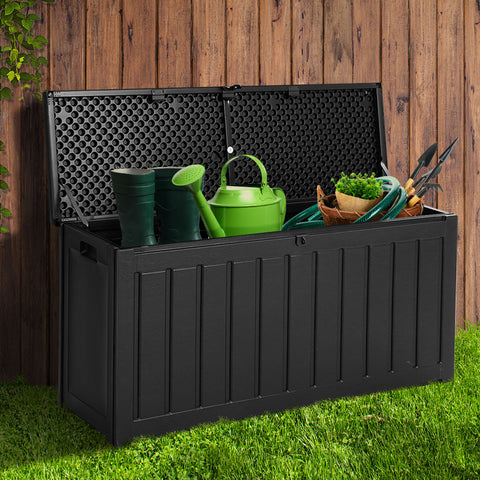 240L Outdoor Storage Box Lockable Bench Seat Garden Deck Toy Tool Sheds