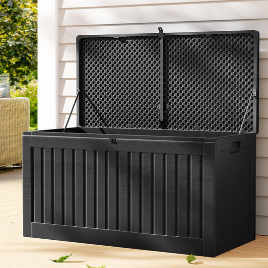Outdoor Storage Box 270L Container Lockable Garden Bench Tool Shed Black | Gardeon Toy Indoor Chest