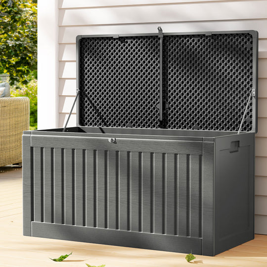 Outdoor Storage Box 270L Container Lockable Garden Bench Tool Shed Grey | Gardeon Toy Indoor Chest
