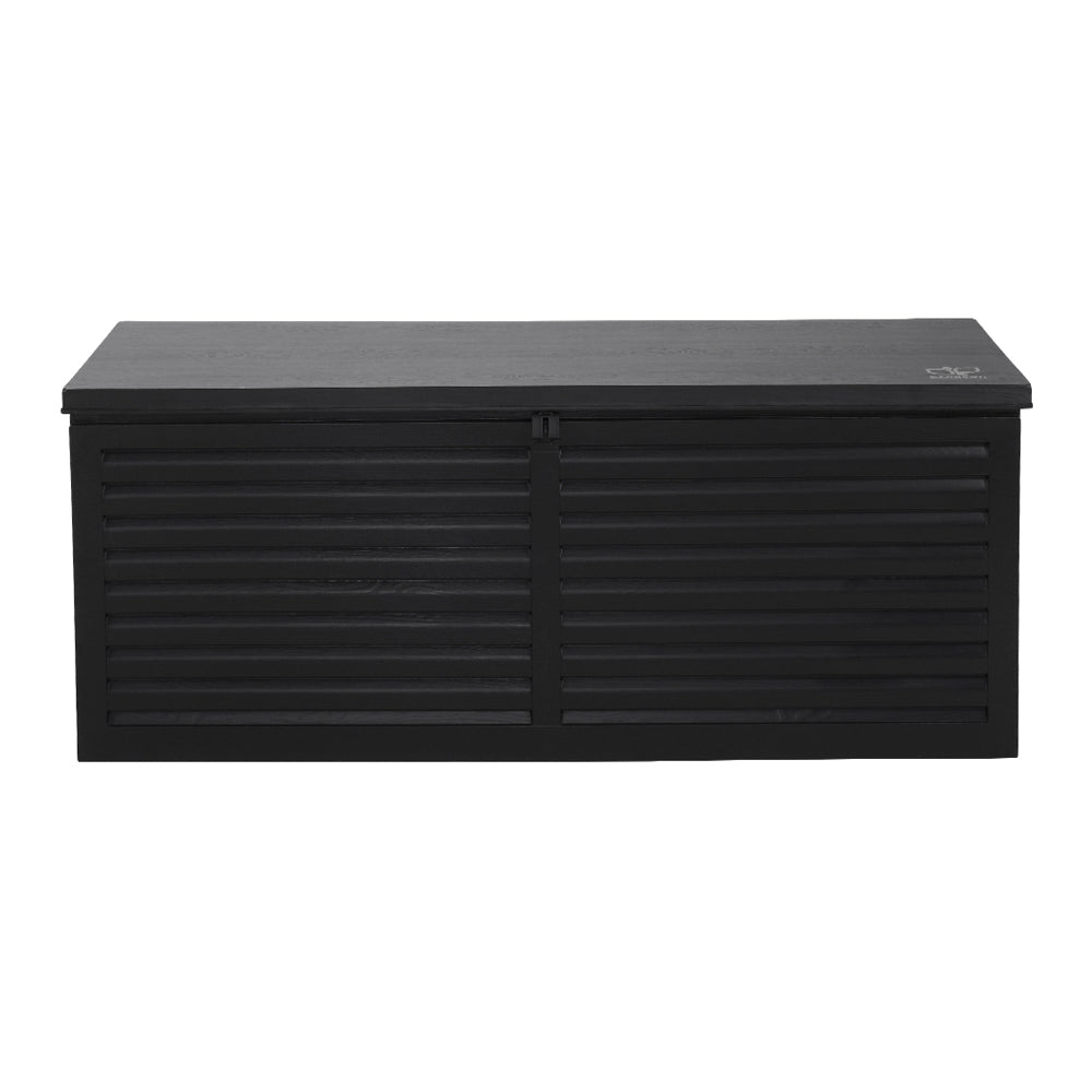 Outdoor Storage Box 390L Container Lockable Garden Bench Shed Tools Toy All Black with Outdoor Storage Boxes