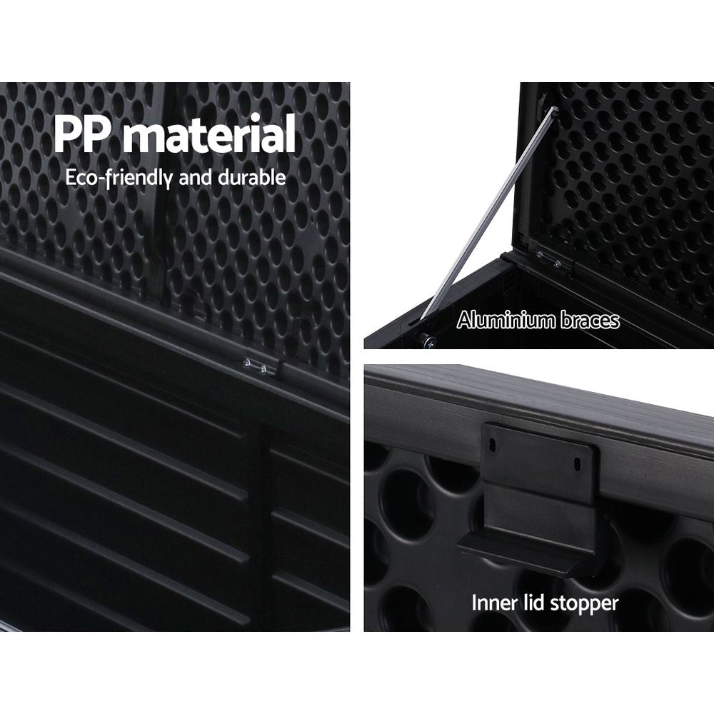 Outdoor Storage Boxes - Outdoor Storage Box 390L Container Lockable Garden Bench Shed Tools Toy All Black