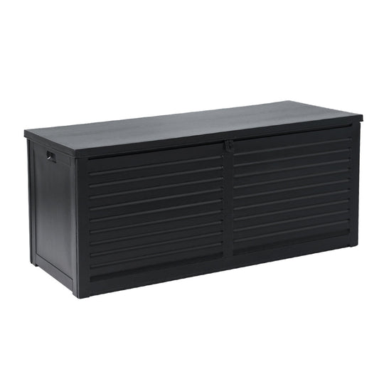 Outdoor Storage Box 490L Container Lockable Garden Bench Shed Tools Toy All Black - Outdoor Storage Boxes