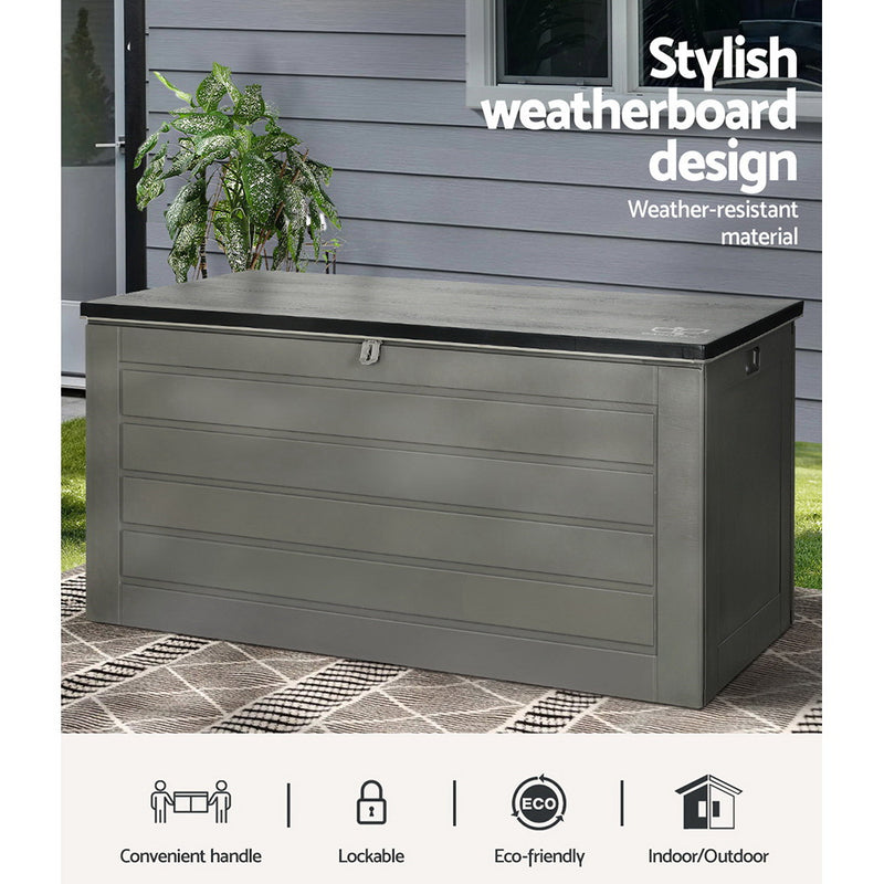 Outdoor Storage Box Bench Tool Shed 680L Black