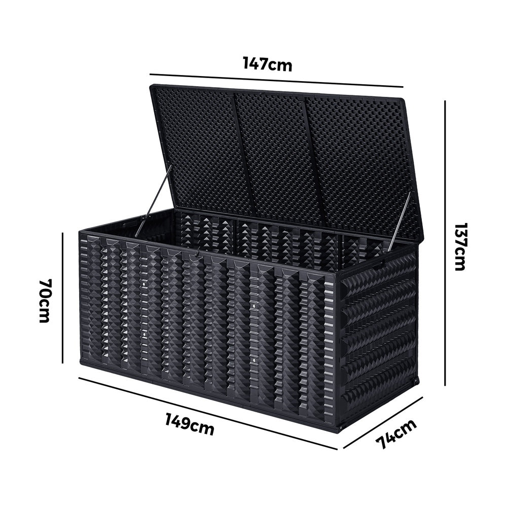 680L Outdoor Storage Box Foldable Black | Simpledeals