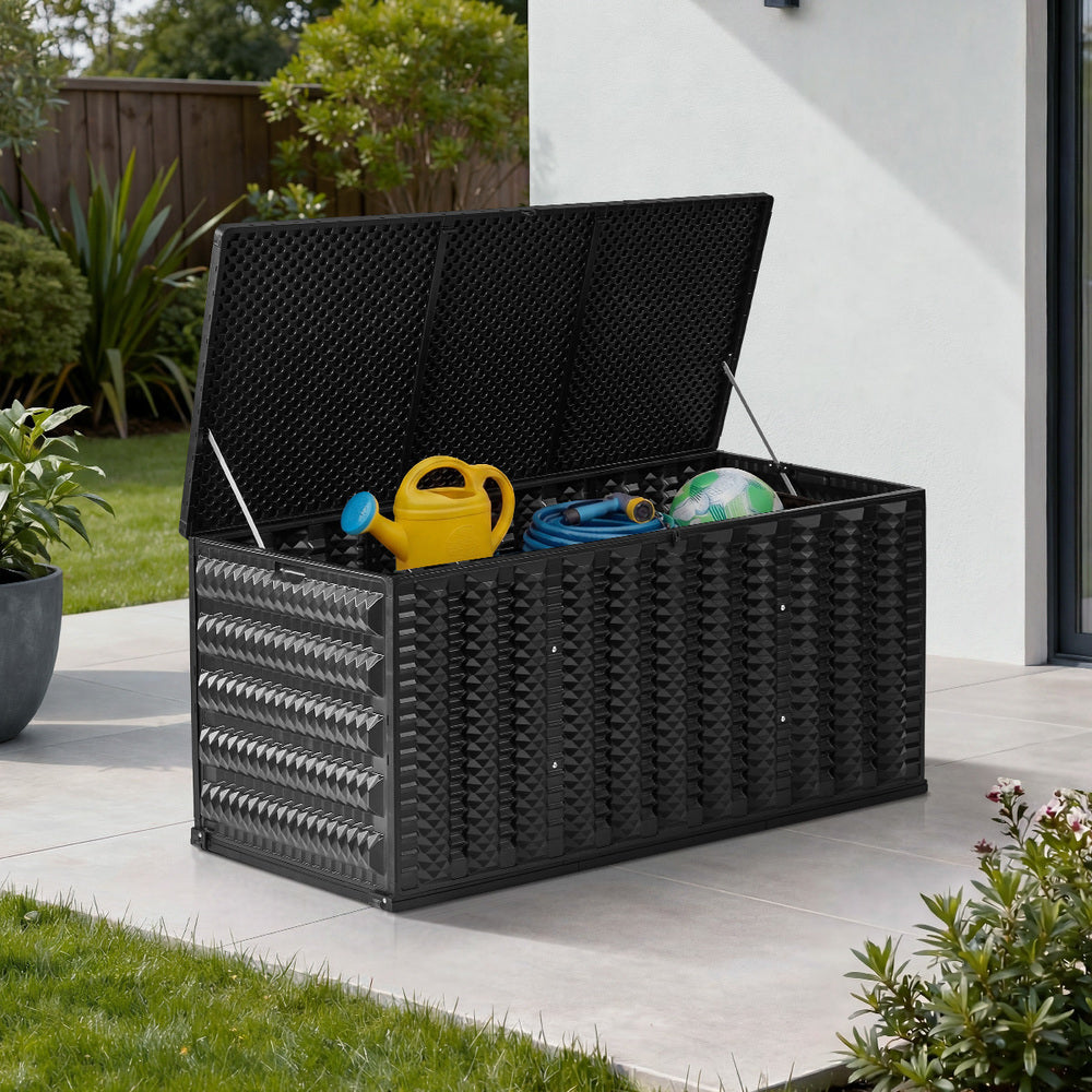 680L Outdoor Storage Box Foldable Black | Simpledeals