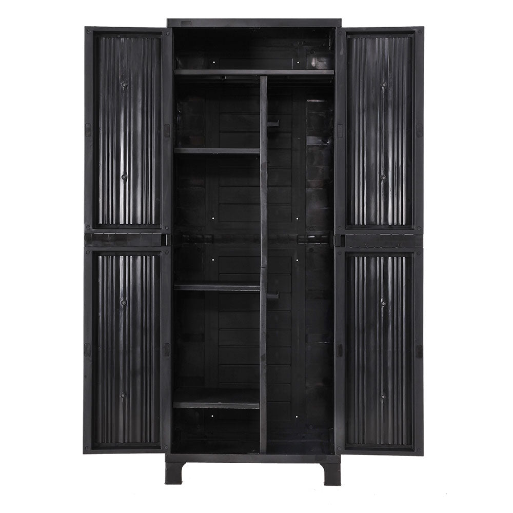 173Cm Outdoor Storage Cabinet Box Lockable Cupboard Sheds Garage Black