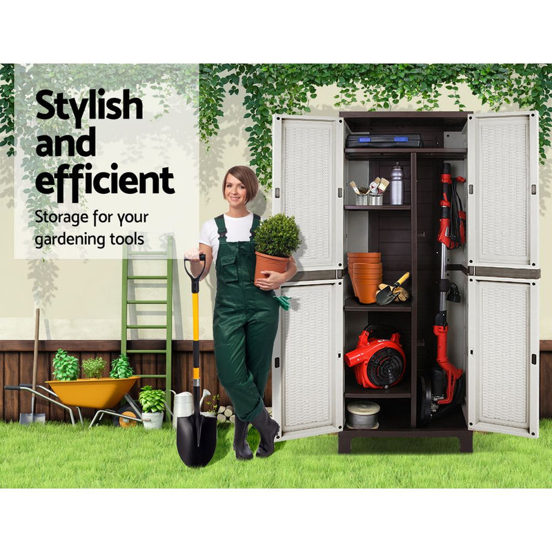 Garden Outdoor Storage Cabinet Cupboard Lockable Garage 173cm