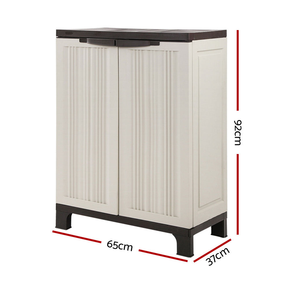 92cm Outdoor Storage Cabinet Lockable Cupboard Garage Shed Beige