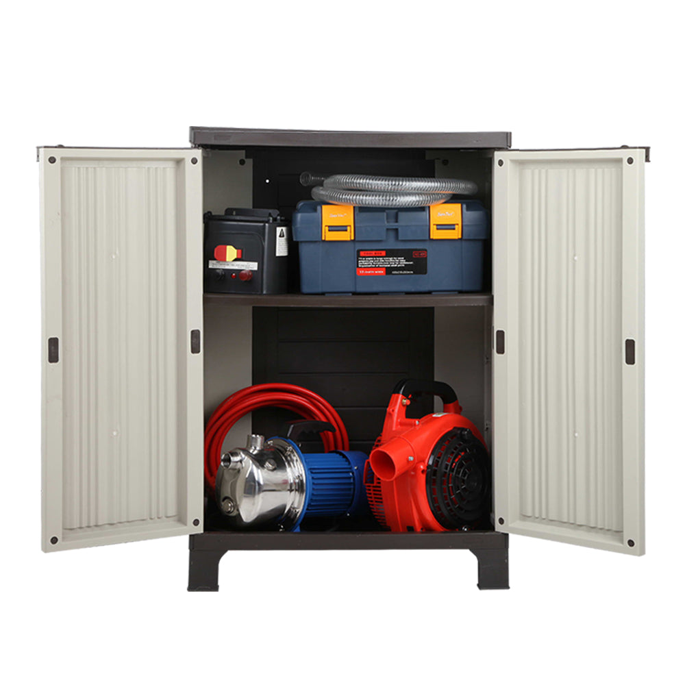 92cm Outdoor Storage Cabinet Lockable Cupboard Garage Shed Beige