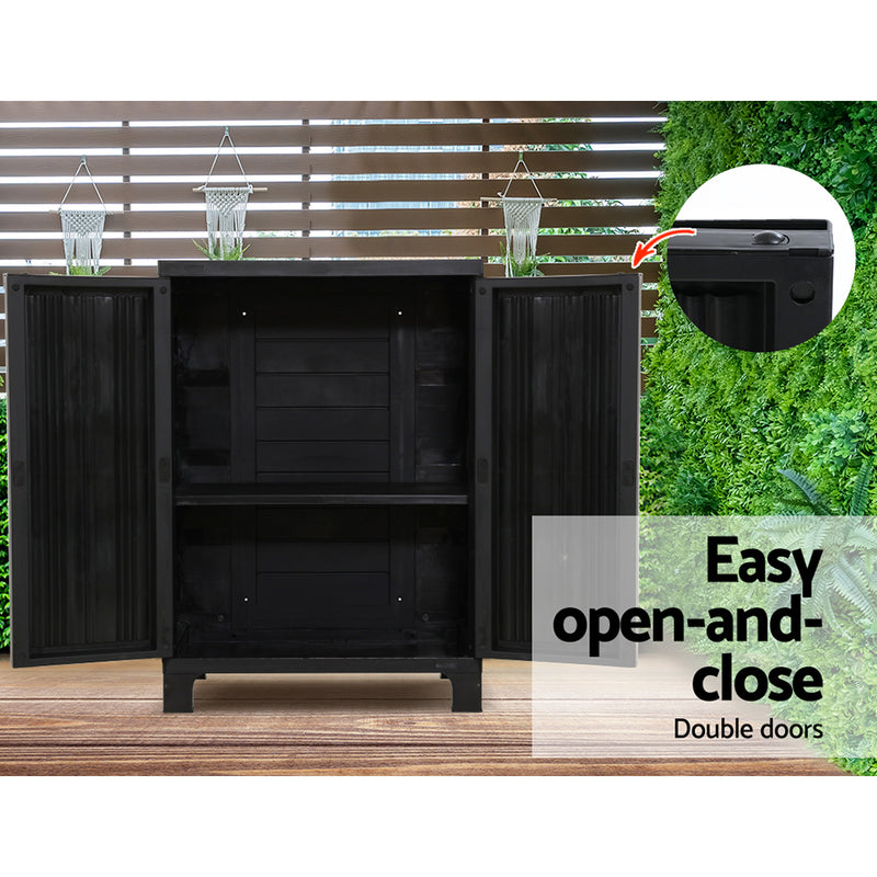 92Cm Outdoor Storage Cabinet Box Garage Black