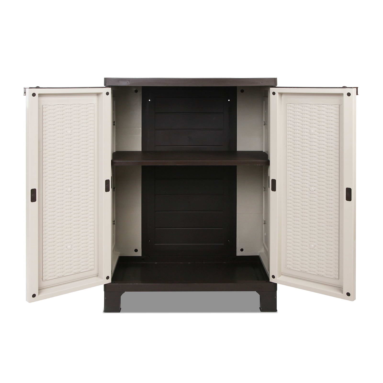 92Cm Outdoor Storage Cabinet Box Lockable Cupboard Sheds Rattan Beige