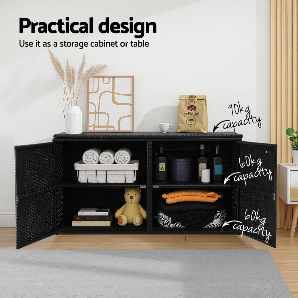 Outdoor Storage Cabinet Wicker 110.5x60x63cm