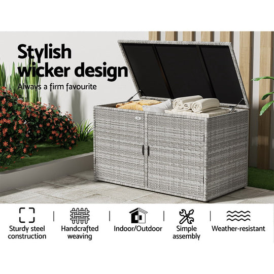 Outdoor Storage Cabinet Box Deck Wicker Shelf Chest Garden