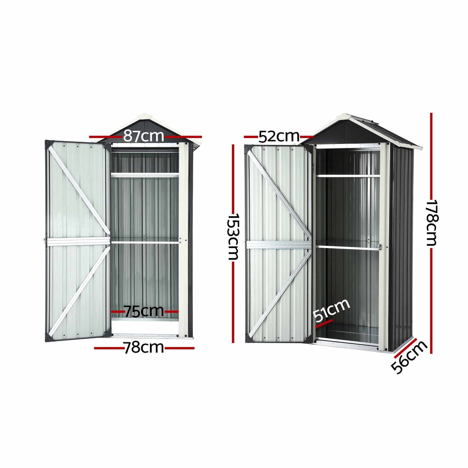 Outdoor Storage Cabinet Lockable 78x56x178cm