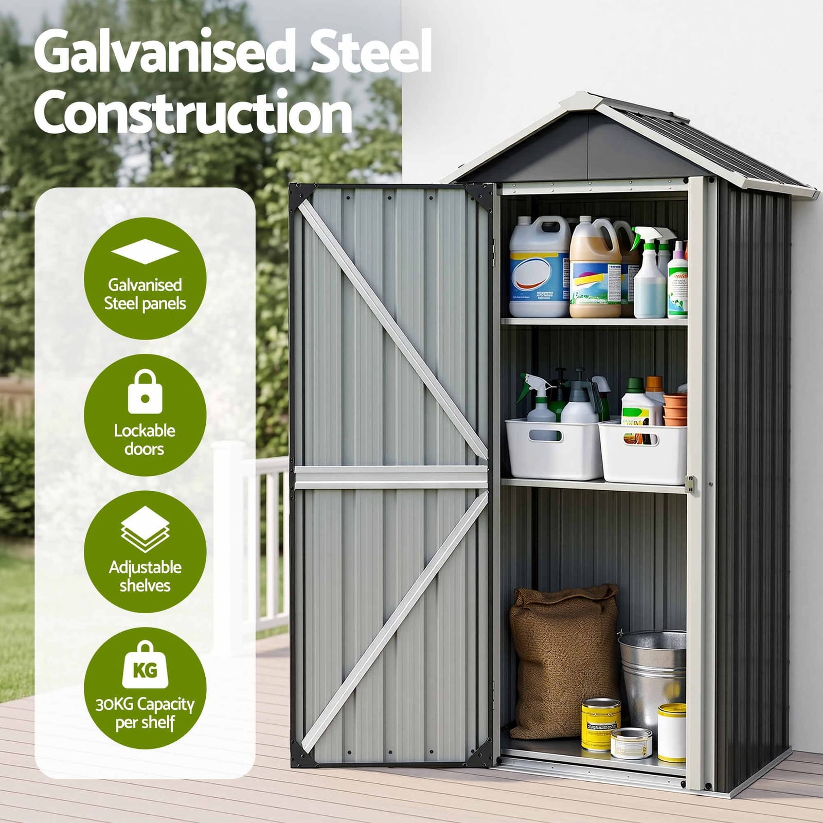 Outdoor Storage Cabinet Lockable 78x56x178cm