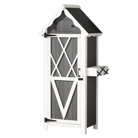 Stylish Outdoor Storage Cabinet with Wooden Shelf