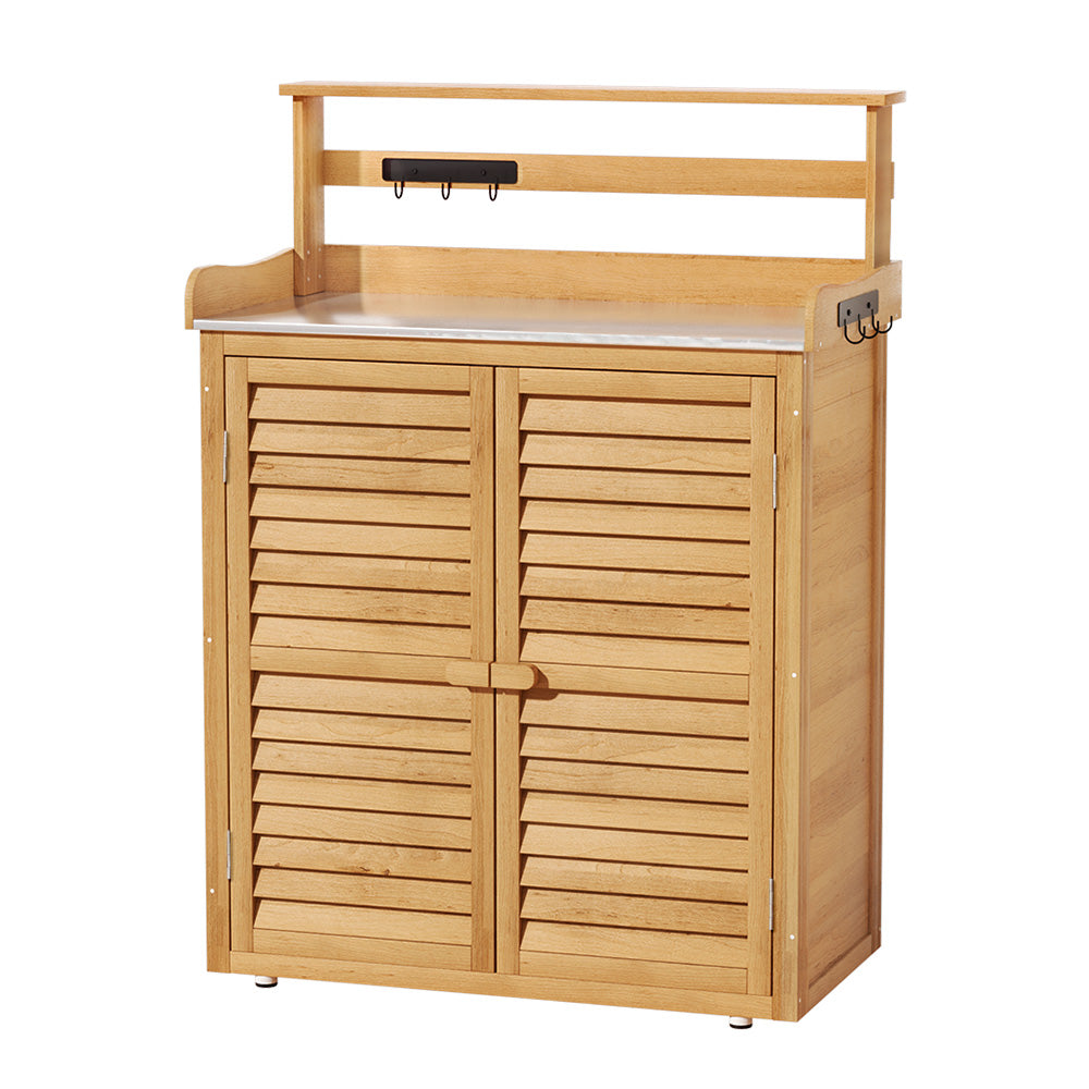Outdoor Storage Cabinet Box Potting Bench Table Shelf Chest Garden Shed | Outdoor Storage Boxes