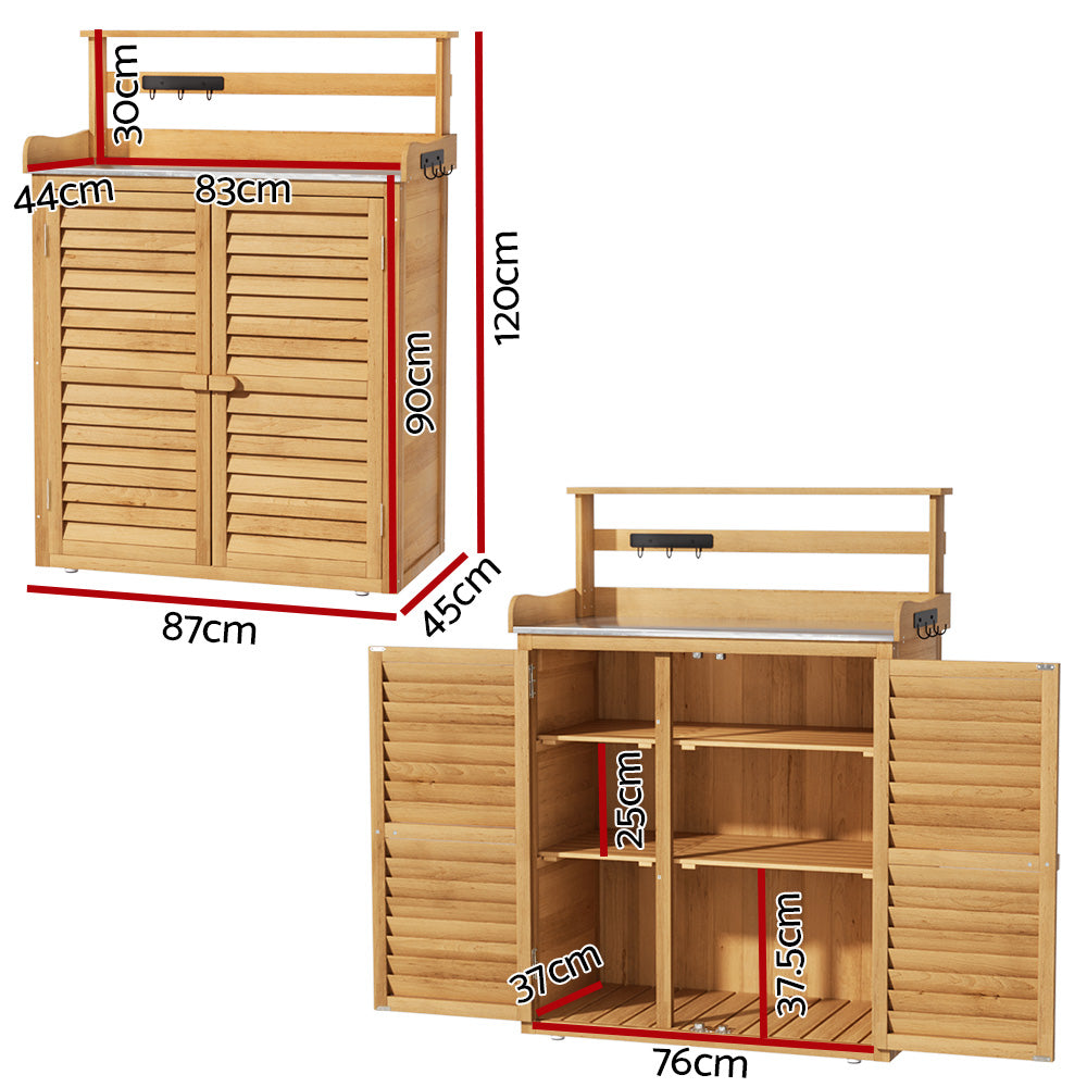 Outdoor Storage Cabinet Box Potting Bench Table Shelf Chest Garden Shed, Outdoor Storage Boxes
