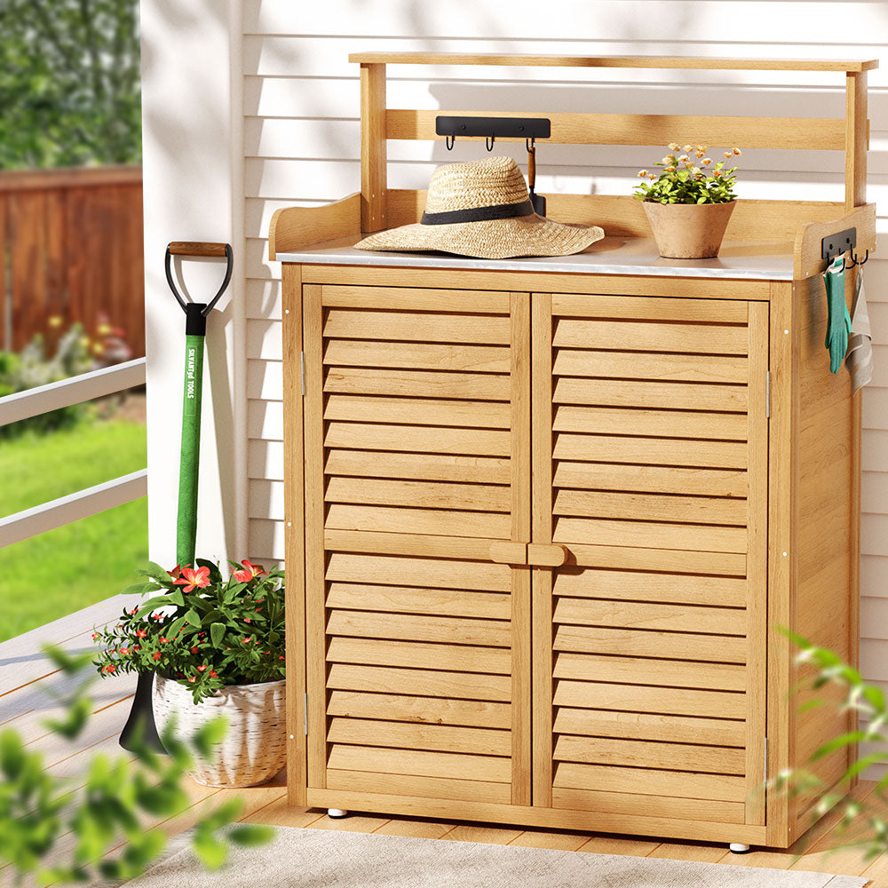 Outdoor Storage Boxes - Outdoor Storage Cabinet Box Potting Bench Table Shelf Chest Garden Shed