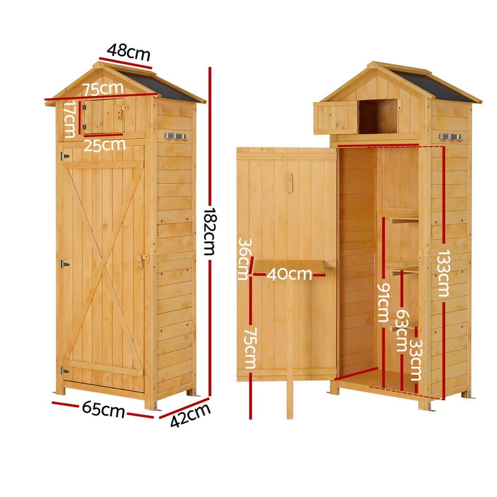 Outdoor Storage Cabinet Natural 182x42x65cm