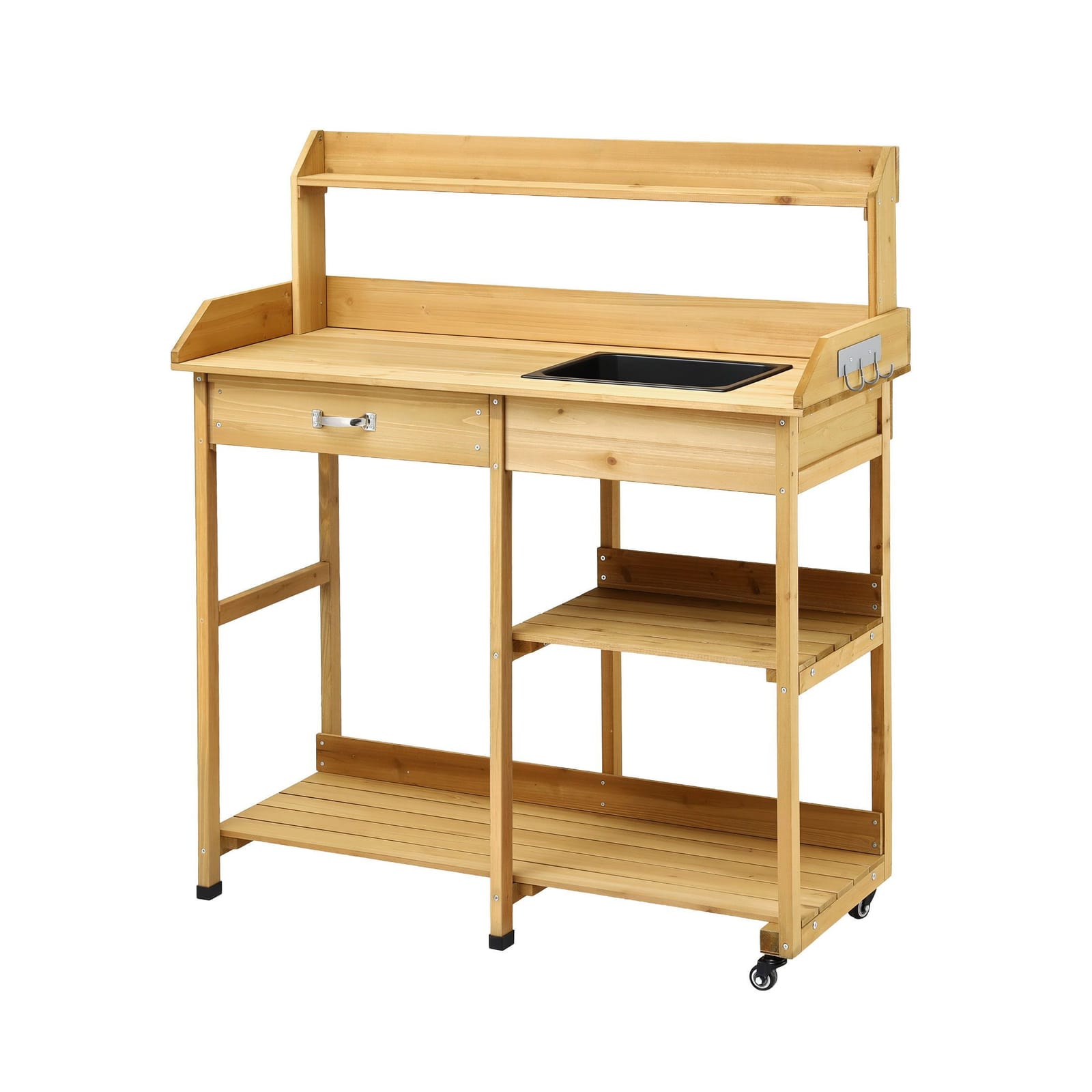 Outdoor Potting Bench Natural 105x41x123cm