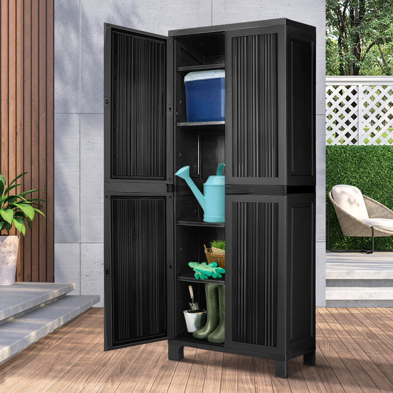 Outdoor Storage Cabinet Box Garage Cupboard Garden Adjustable Lockable with Outdoor Storage Cabinet - photo 23