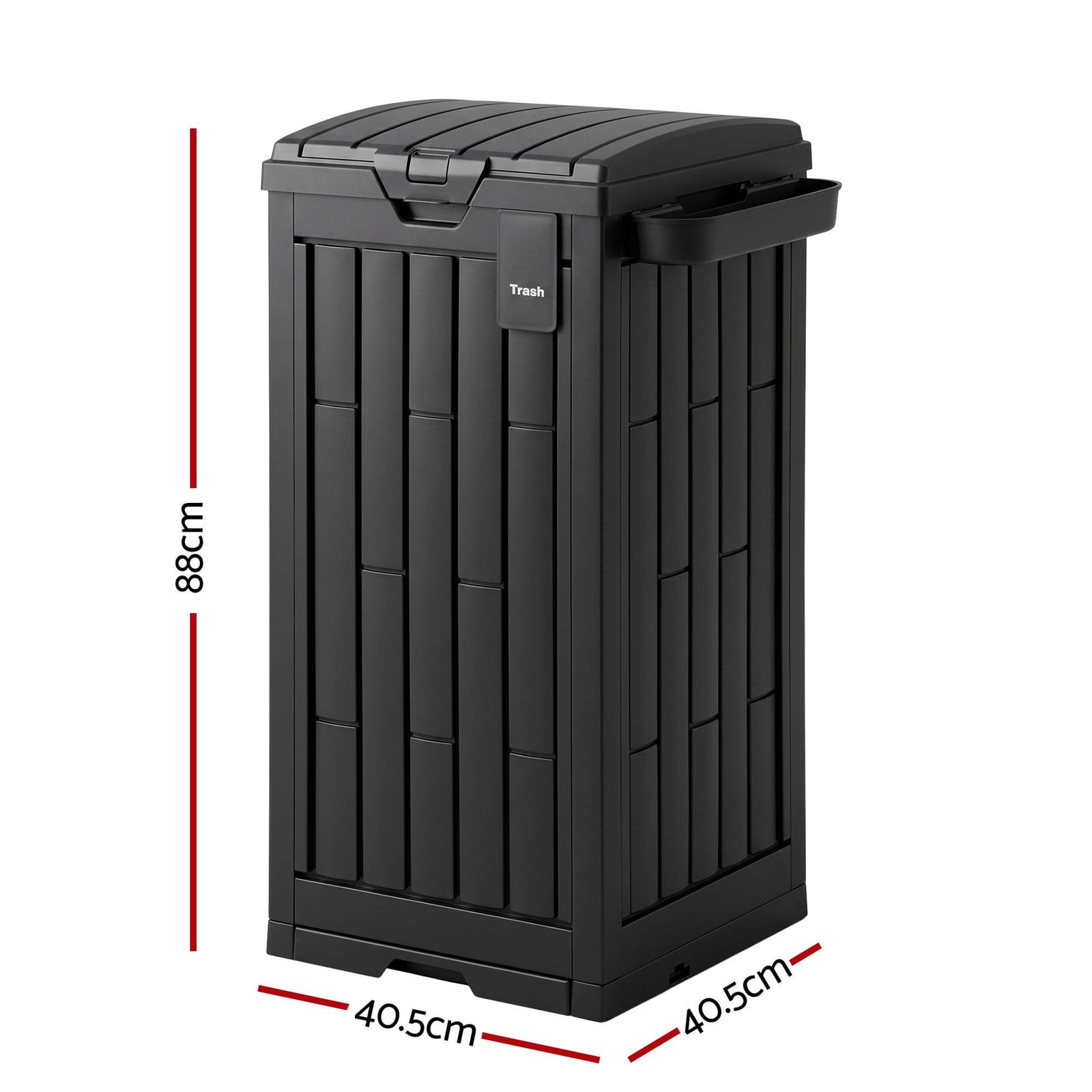 Outdoor Trash Can Large Black 40.5x40.5x88cm