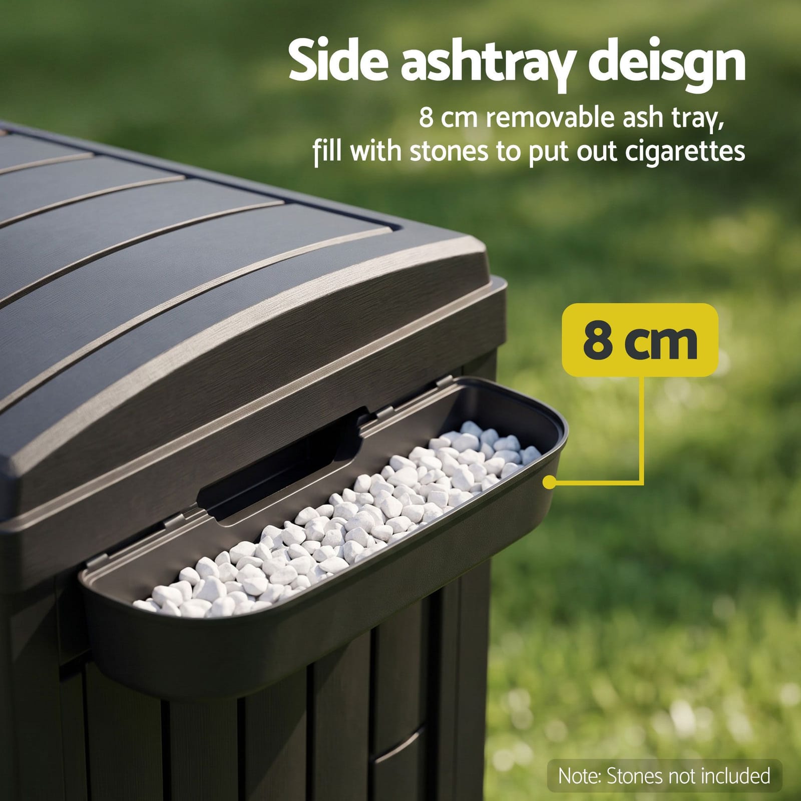 Outdoor Trash Can Large Black 40.5x40.5x88cm