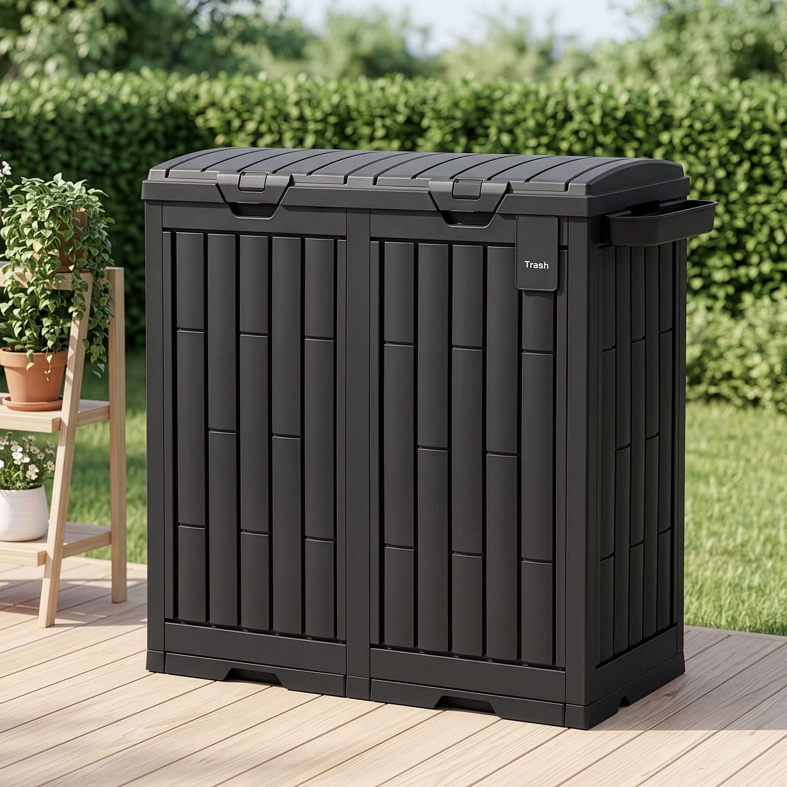 Outdoor Dual Compartment Trash Can 78x41x87cm