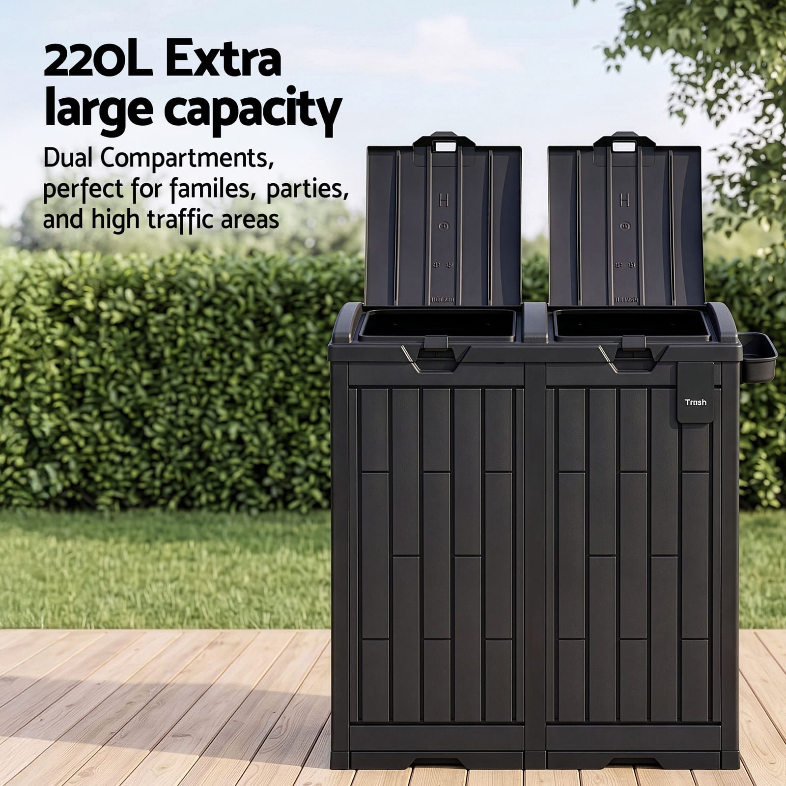 Outdoor Dual Compartment Trash Can 78x41x87cm