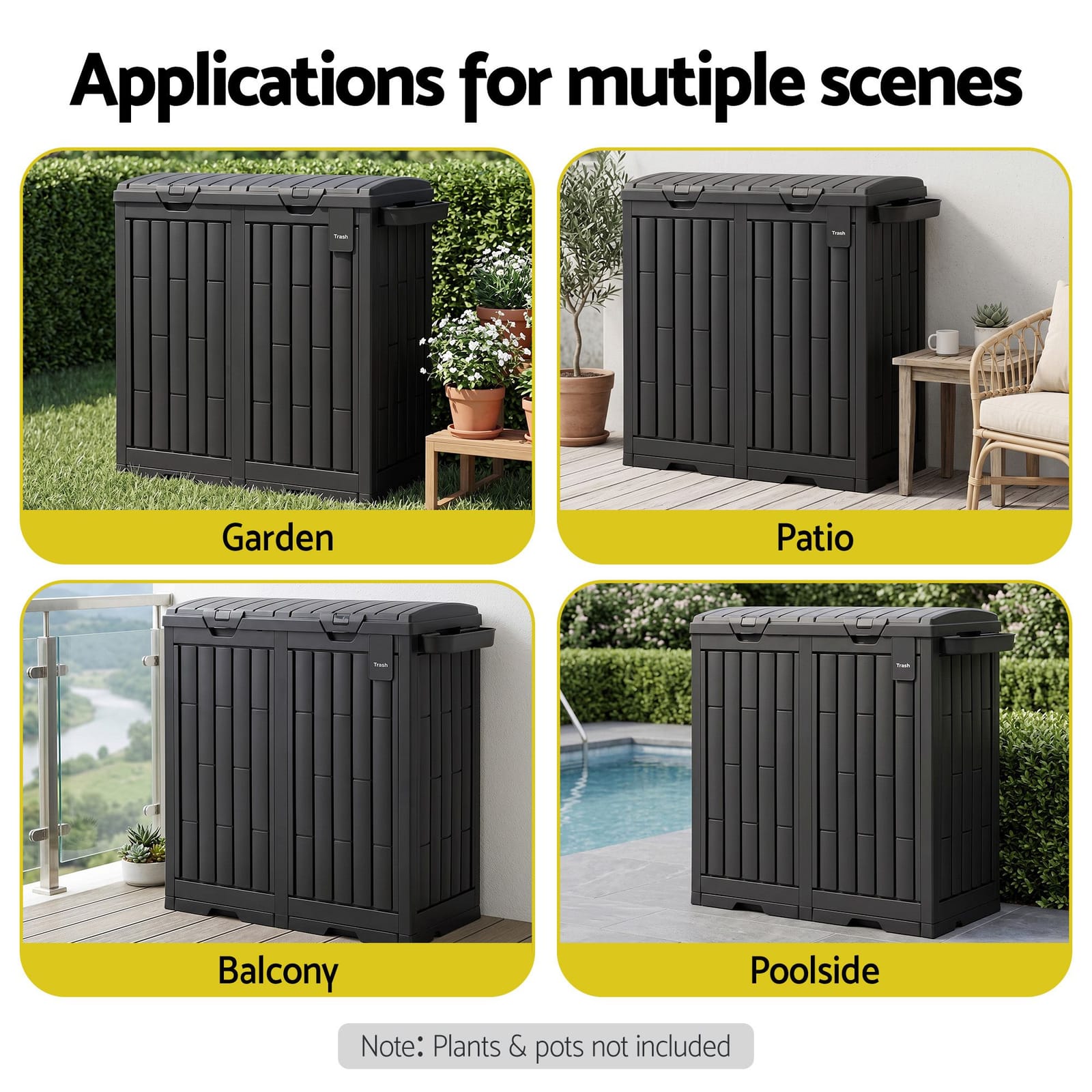 Outdoor Dual Compartment Trash Can 78x41x87cm