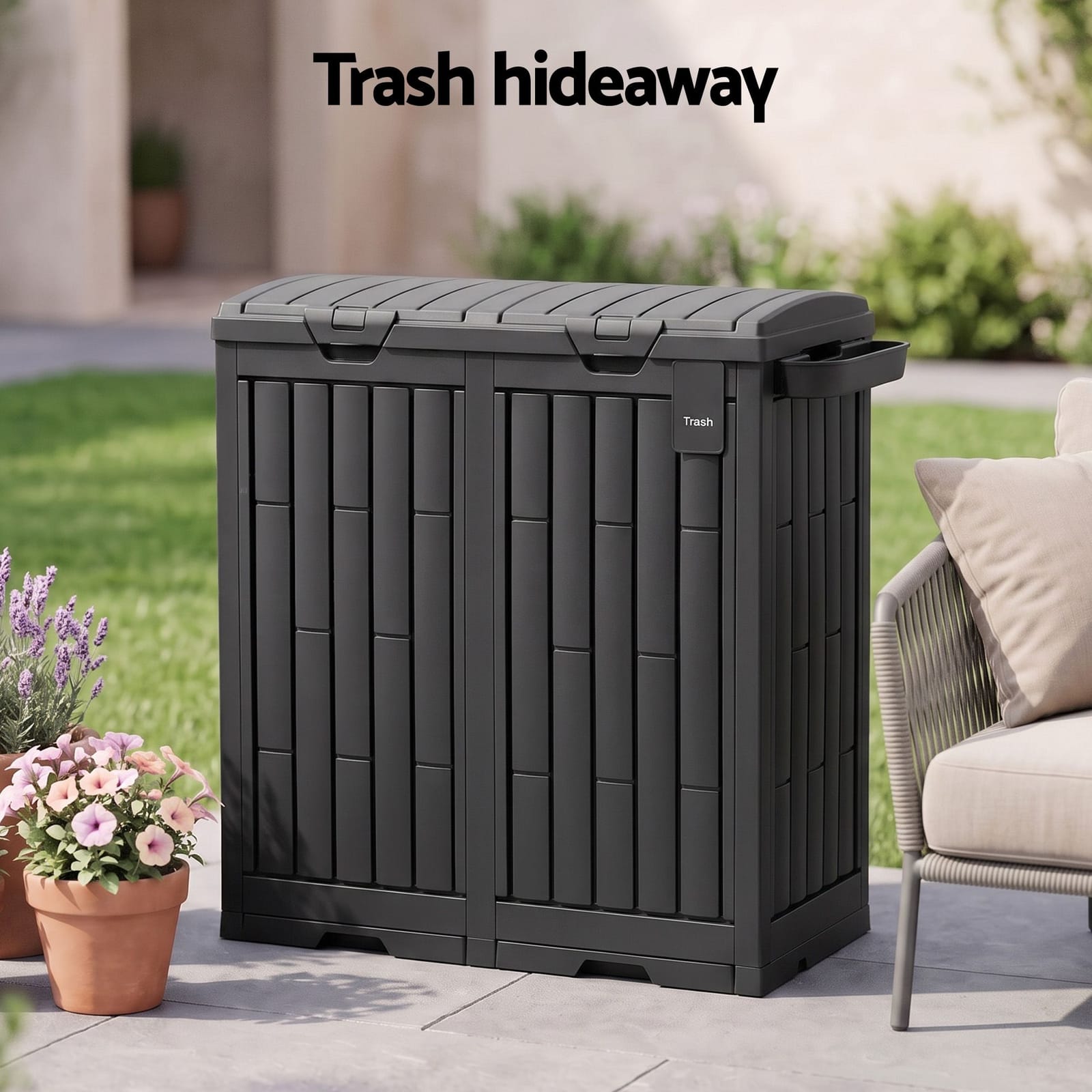 Outdoor Dual Compartment Trash Can 78x41x87cm