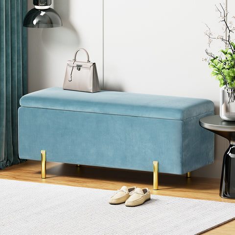 Versatile Blue Ottoman Blanket Box: Stylish