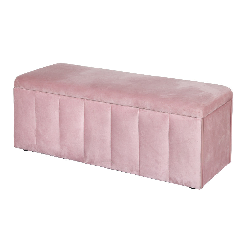 Storage Ottoman Blanket Box 103cm Velvet Pink