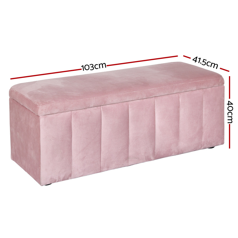 Storage Ottoman Blanket Box 103Cm Velvet Pink