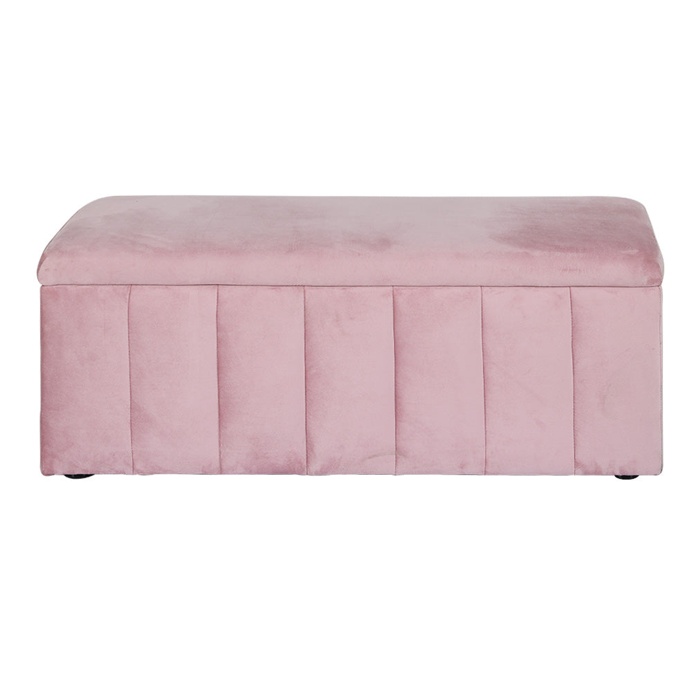 Storage Ottoman Blanket Box 103cm Velvet Pink