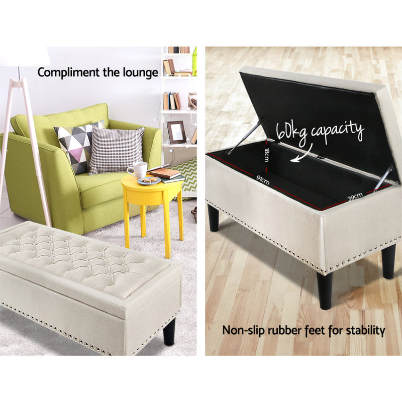 Shop Online Fabric Storage Ottoman Taupe - Shop Now Pay Later