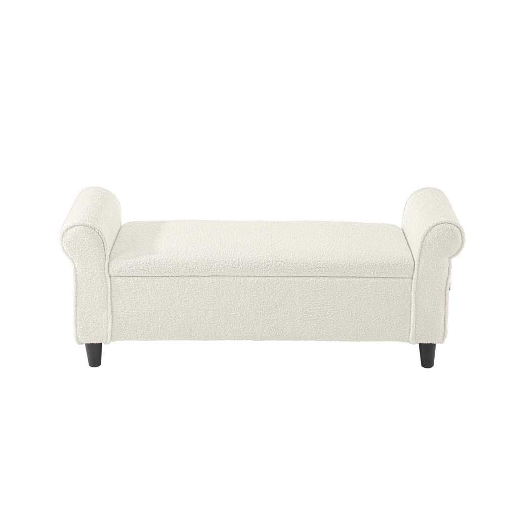 Storage Ottoman  Sherpa Fabric Large White
