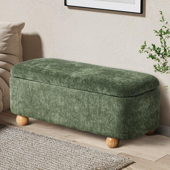 Storage Ottoman Blanket Box Bench Chenille Upholstered