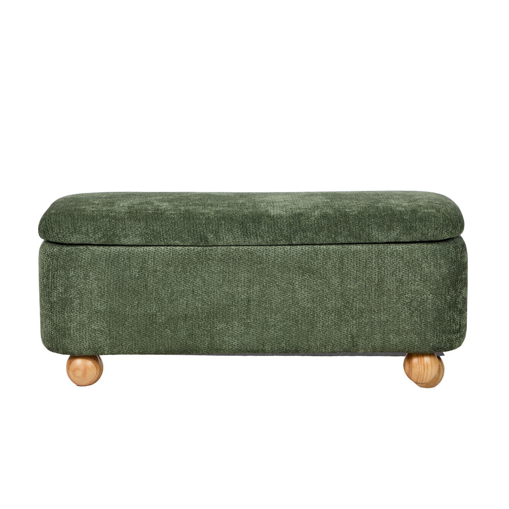 Storage Ottoman Blanket Box Bench Chenille Upholstered Ball Foot Stool