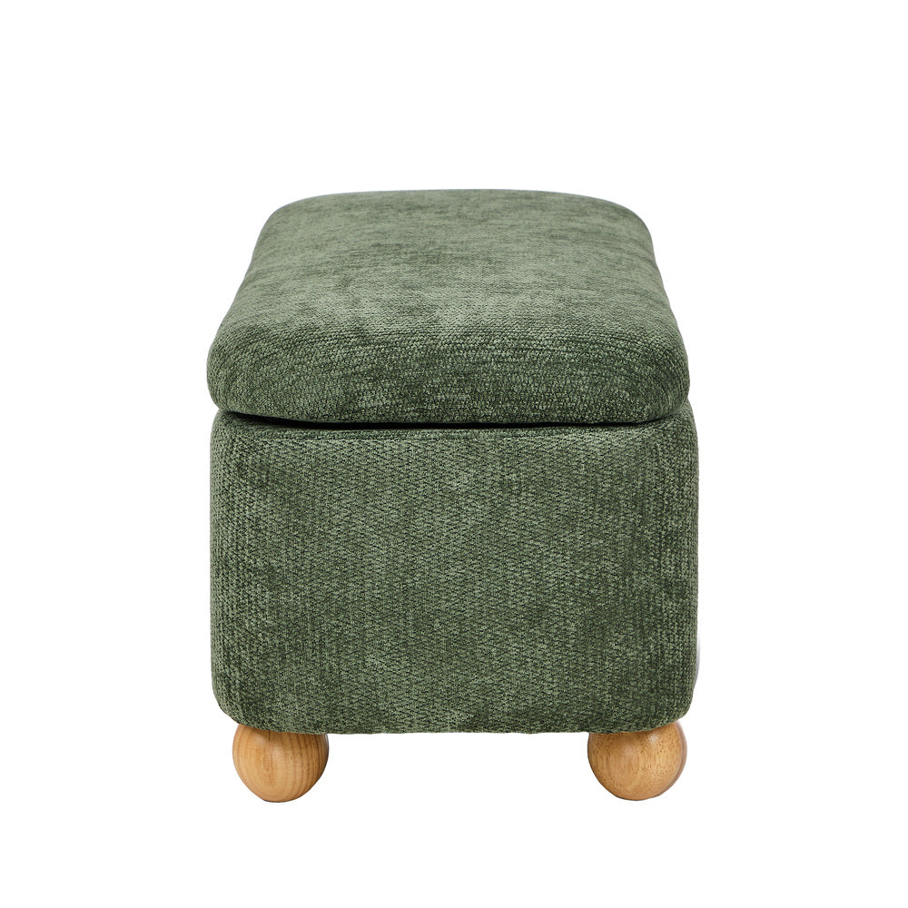 Storage Ottoman Blanket Box Bench Chenille Upholstered Ball Foot Stool